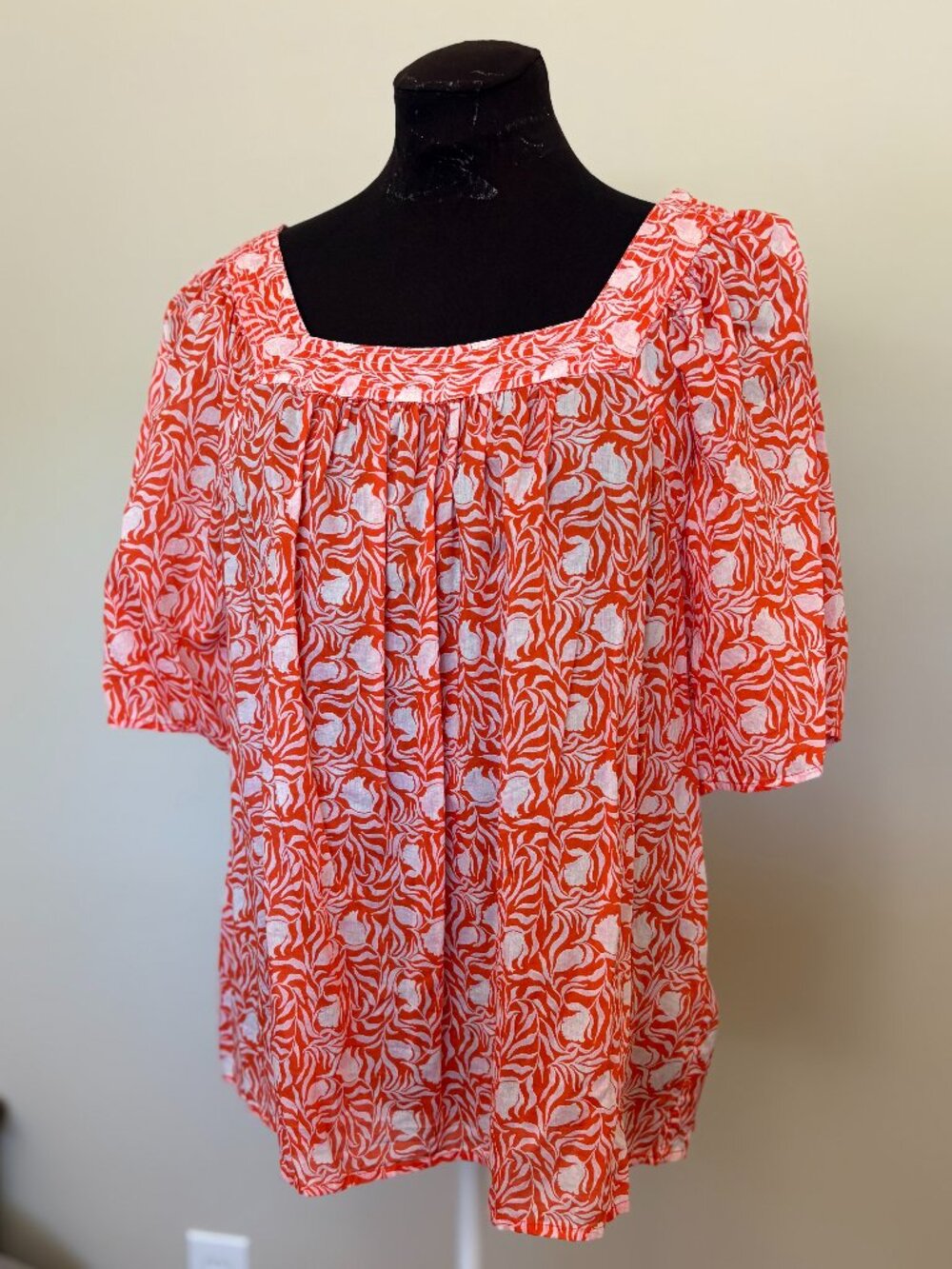 Style & Co. white/orange print tunic top sz XL - Picture 4 of 9
